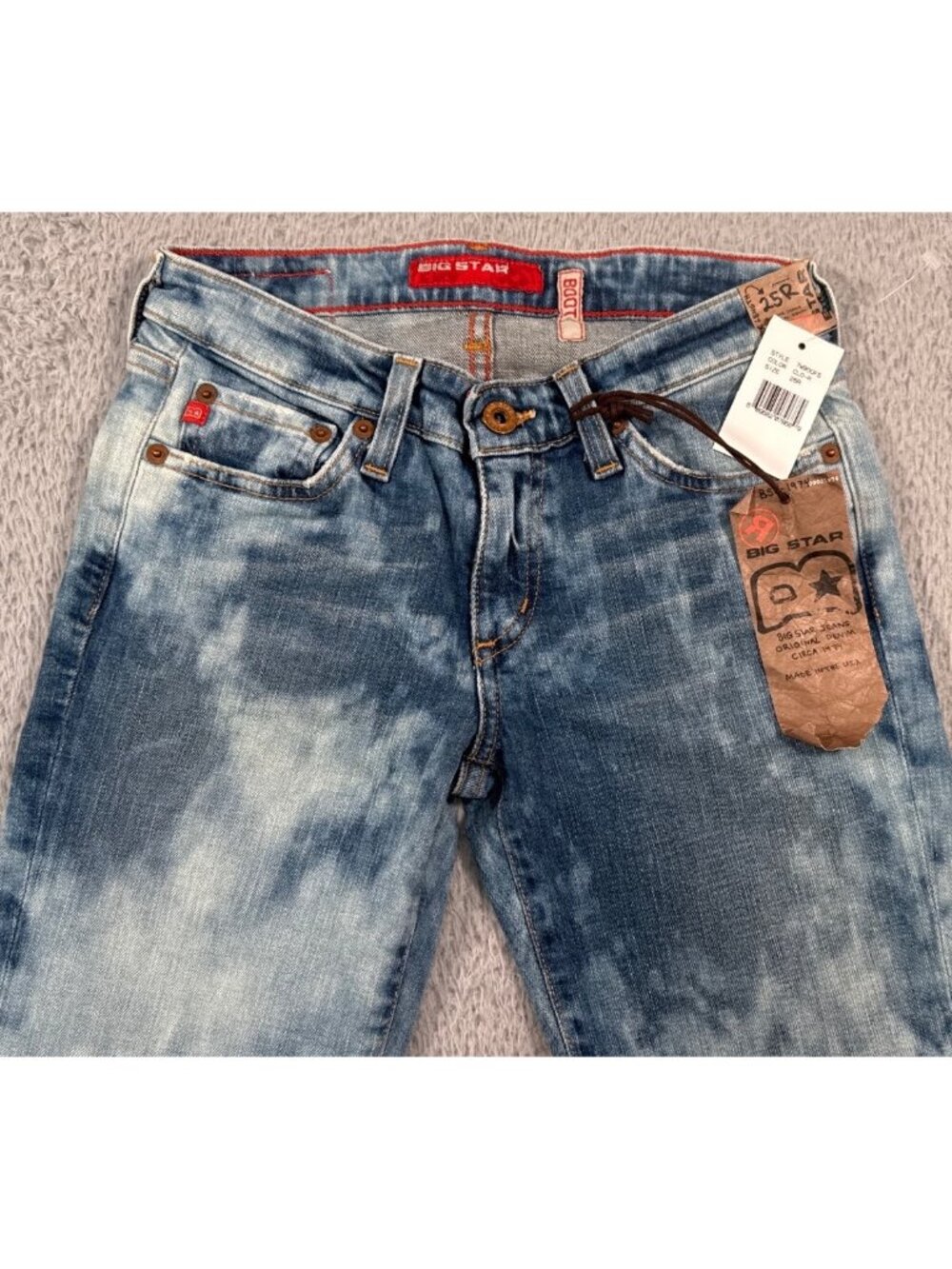 Big Star Flare Jeans 27R Bleach Wash Stretch Denim USA Retro Y2K Hippie - Picture 9 of 14